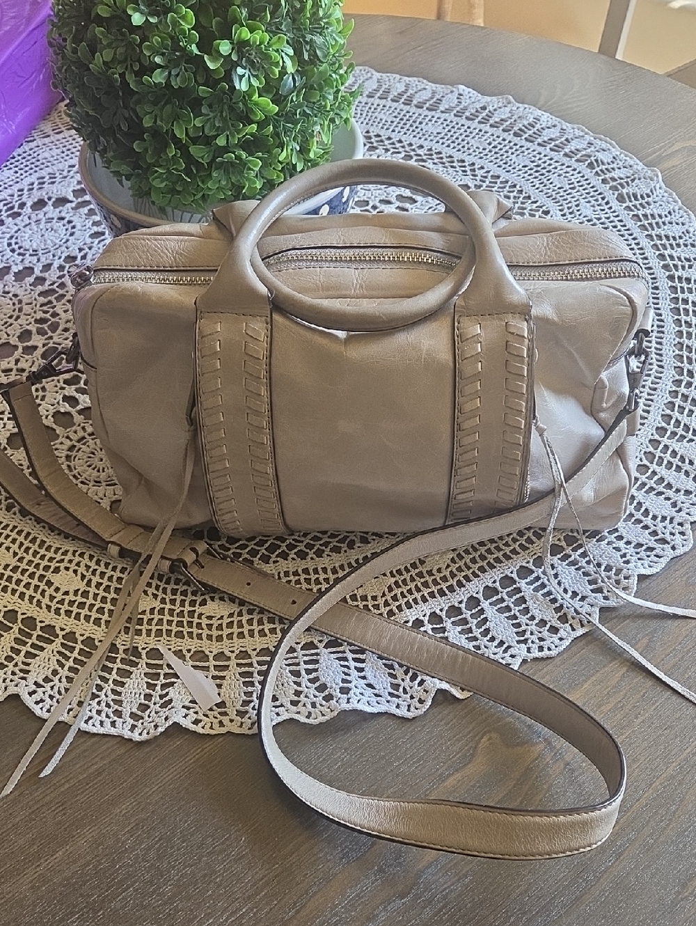 Rebecca Minkoff• Gray Leather Satchel With Fringe 🩶🤍